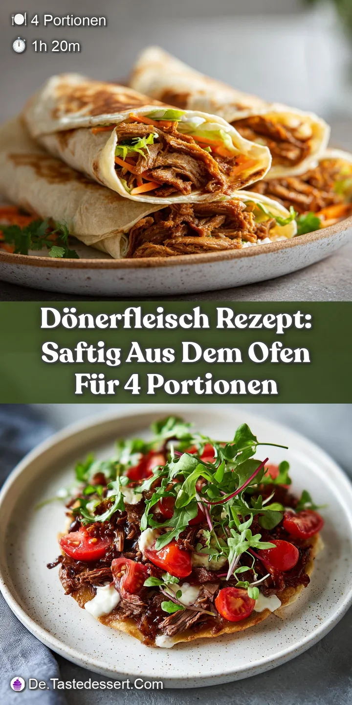 Close-up shows juicy, thinly sliced d&ouml;ner. Browned and slightly crisp edges with tender meat visible. Inviting, savory, an...