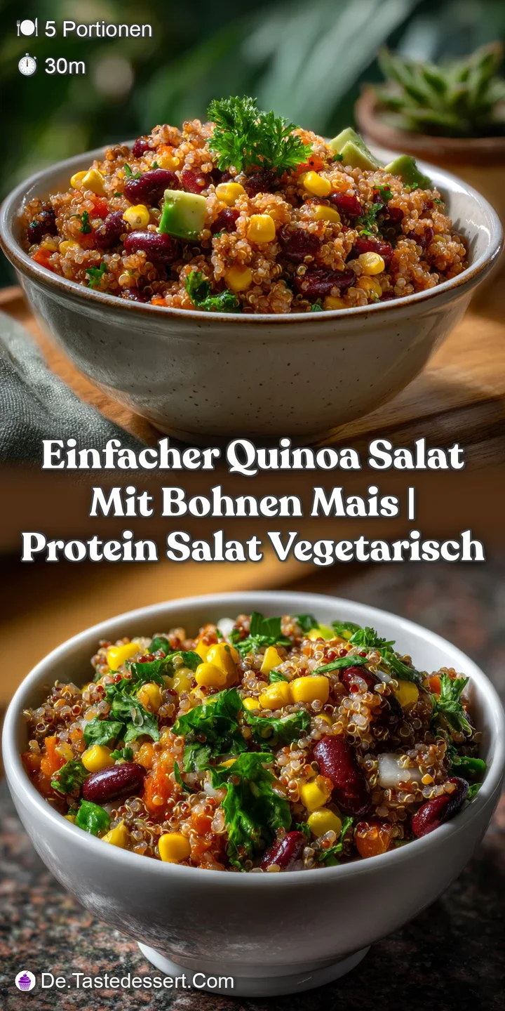 Einfacher Quinoa Salat mit Bohnen Mais | Protein Salat Vegetarisch