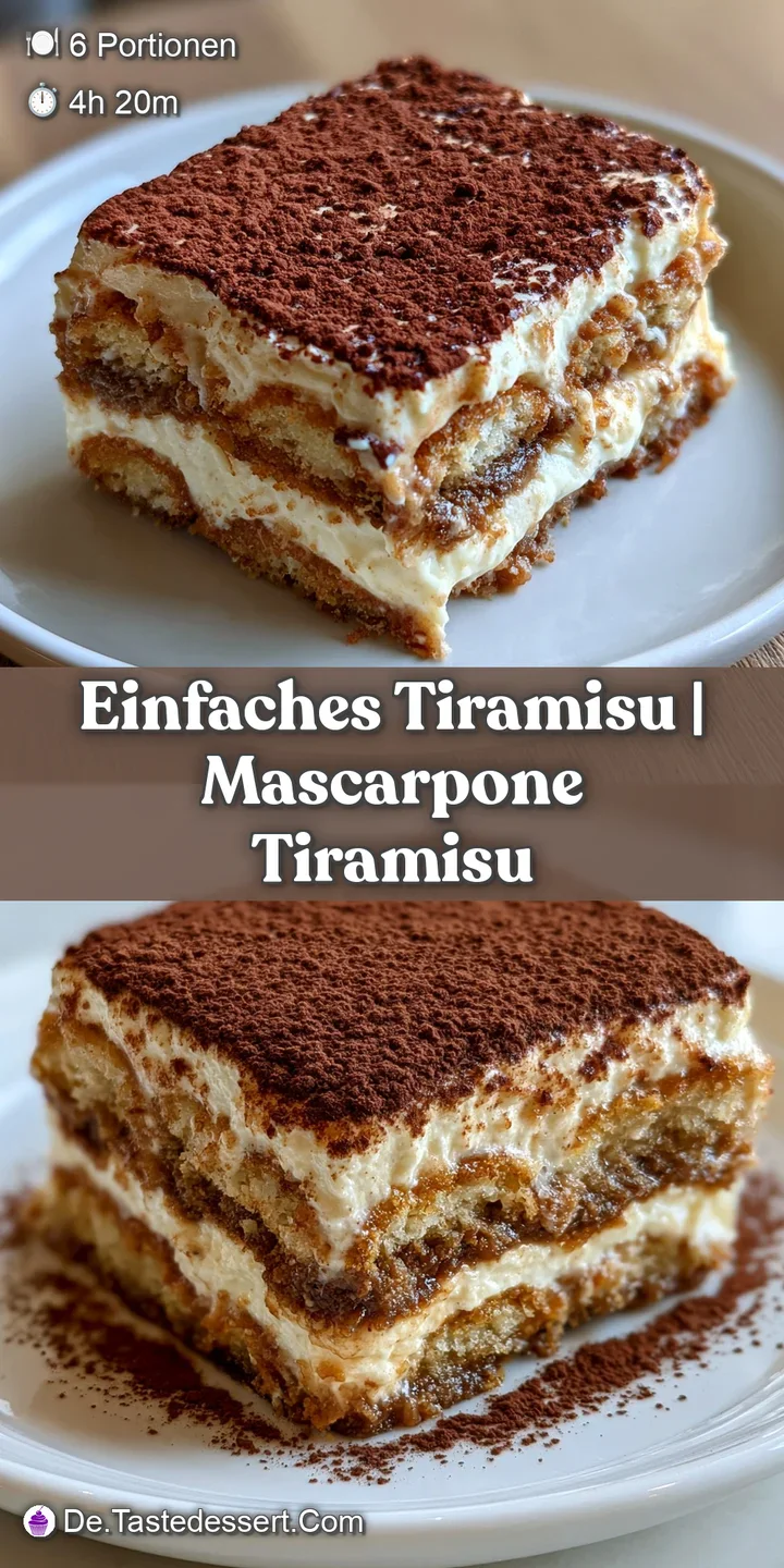 Nahaufnahme einer luftigen Mascarpone-Schicht, die sanft auf kaffeesattgetr&auml;nkten L&ouml;ffelbiskuits in warmen Braunt&ouml;nen ruht.