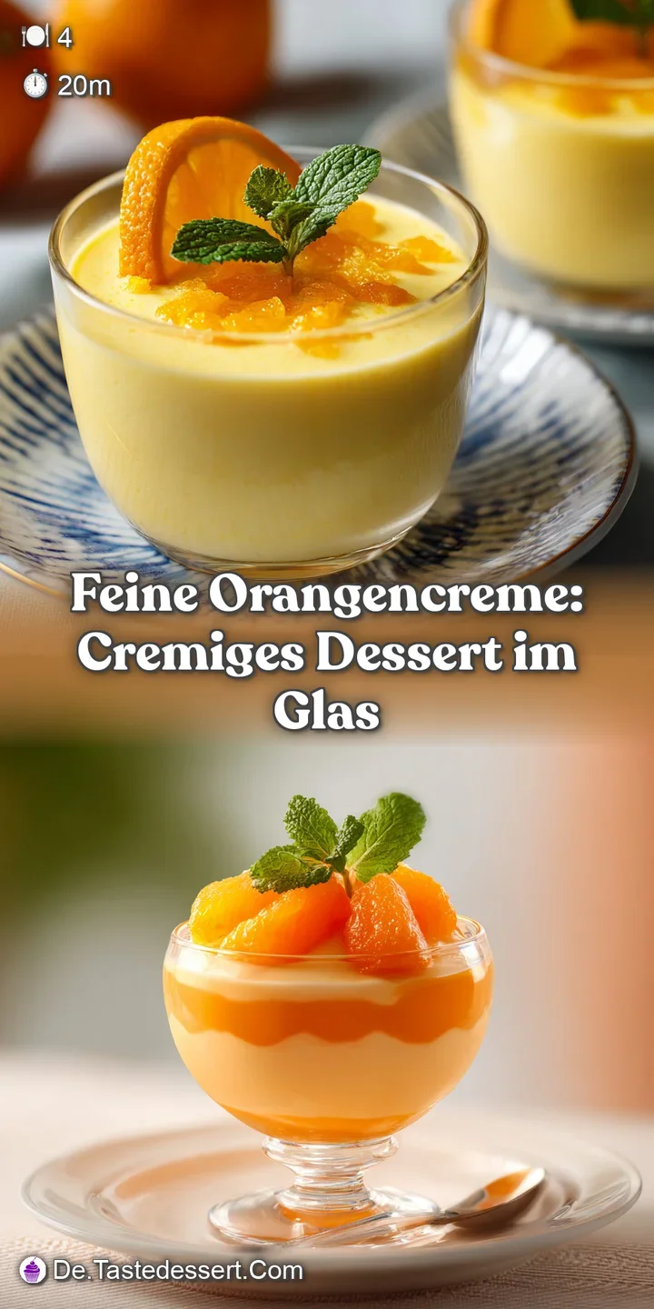 Close-up of luscious orange cream dessert, highlighting the smooth texture and flecks of orange zest. Lightly dusted cocoa...