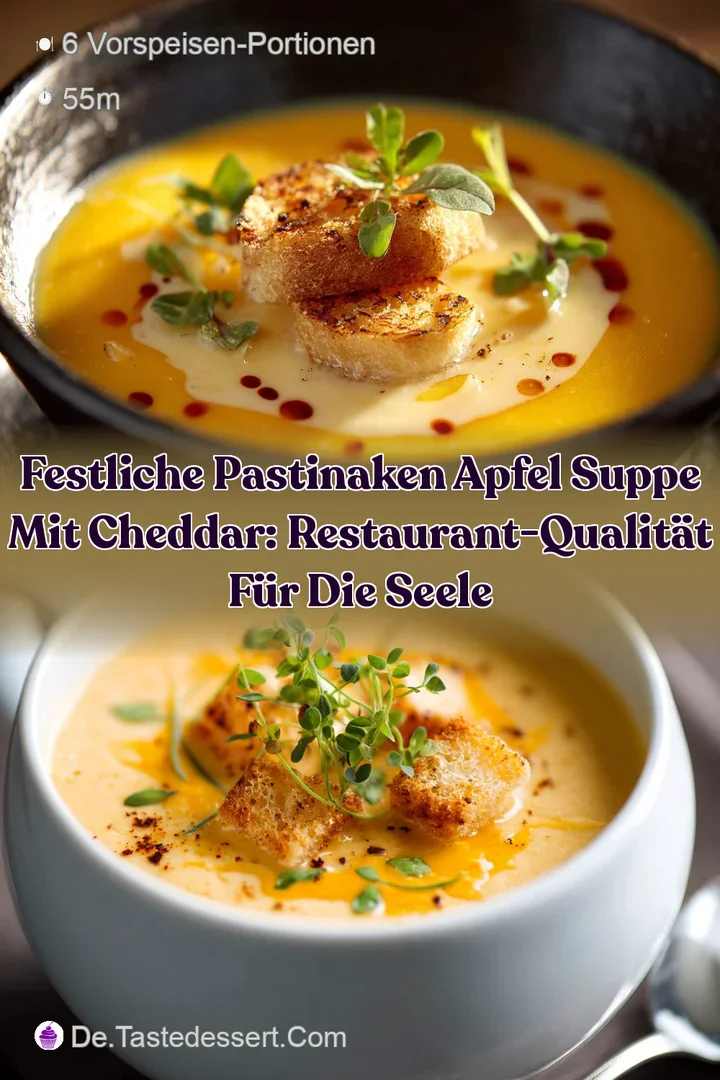 Festliche Pastinaken Apfel Suppe mit Cheddar: Restaurant-Qualit&auml;t f&uuml;r die Seele