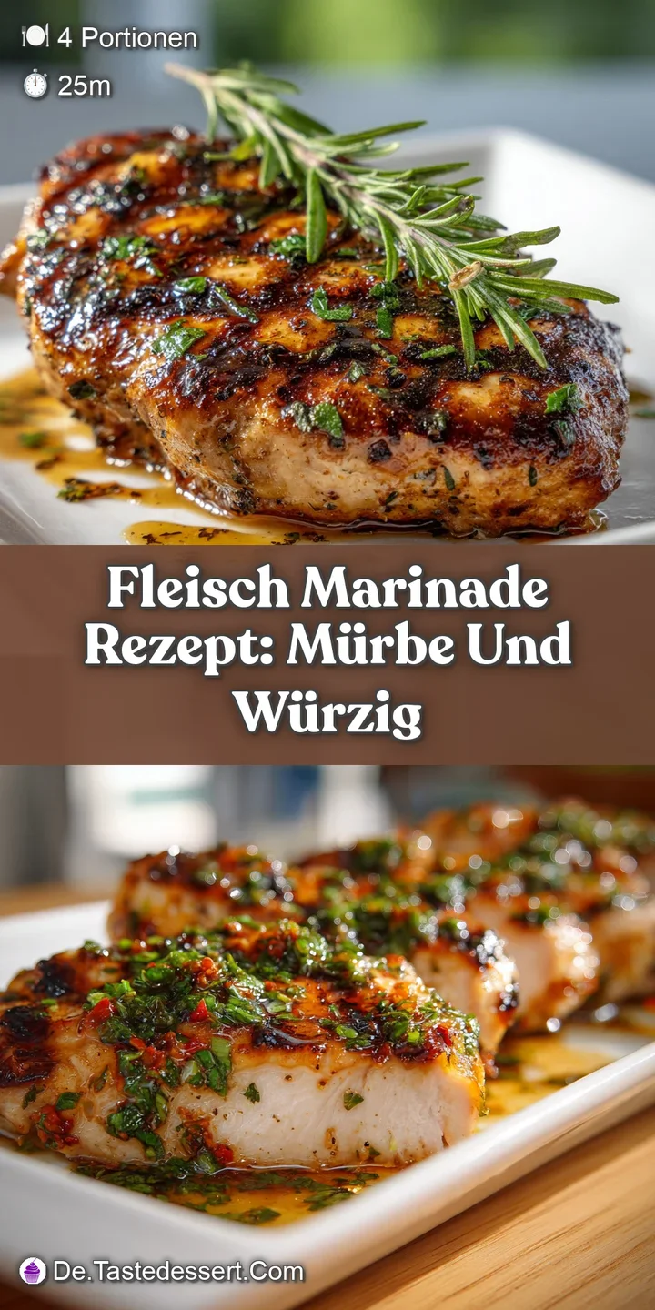 Close-up of juicy, marinated meat, showing the rich color and texture of the spices and herbs clinging to the surface.