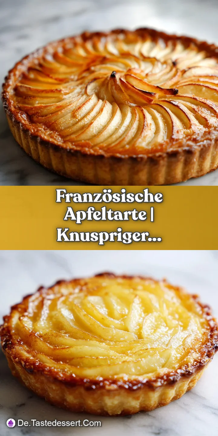 Close-up captures the flaky crust and glistening, caramelized apples of a French tart. A tantalizing glimpse of warm, swee...