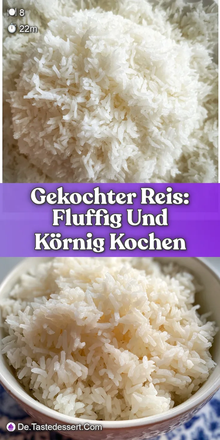 Close-up of freshly cooked rice, individual grains visible. Steam rises slightly, invitingly warm and perfectly fluffy.