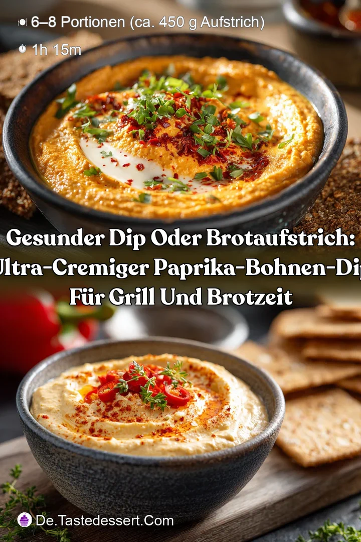 Gesunder Dip oder Brotaufstrich: Ultra-cremiger Paprika-Bohnen-Dip f&uuml;r Grill und Brotzeit