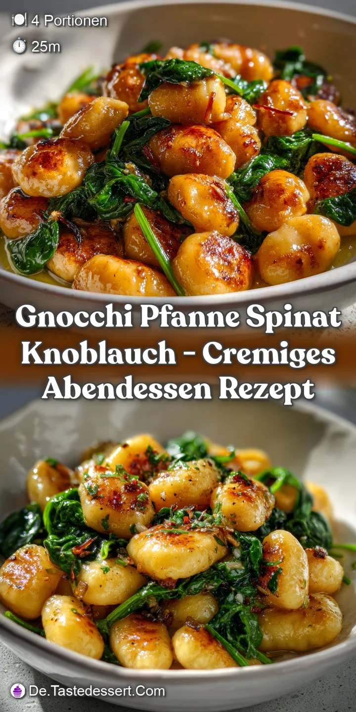 Gnocchi Pfanne Spinat Knoblauch - Cremiges Abendessen Rezept