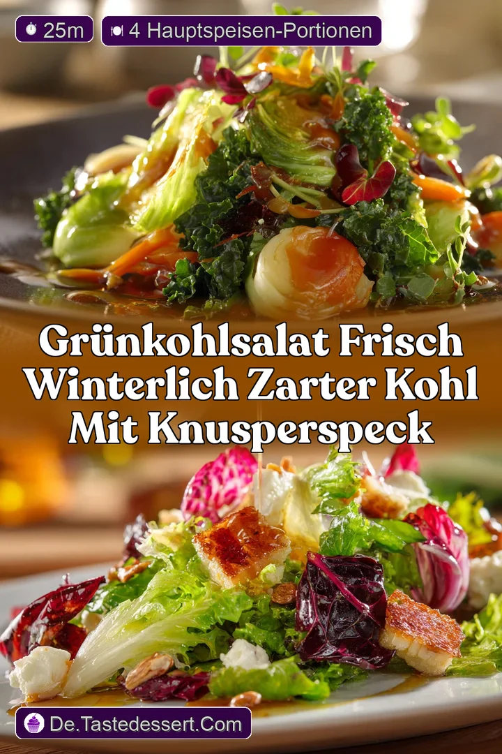 Gr&uuml;nkohlsalat Frisch Winterlich Zarter Kohl mit Knusperspeck