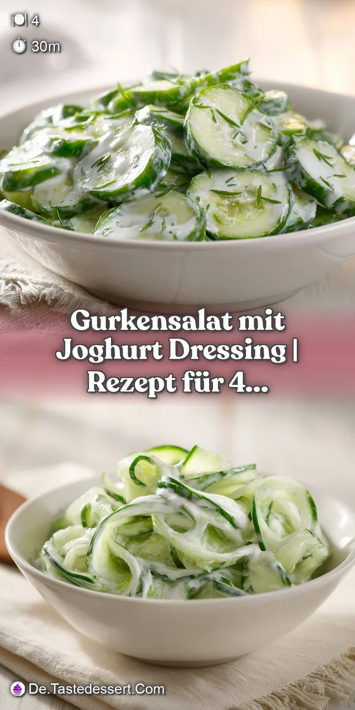 Close-up of thinly sliced crisp cucumbers coated in a smooth, pale yogurt dressing, showcasing refreshing texture.