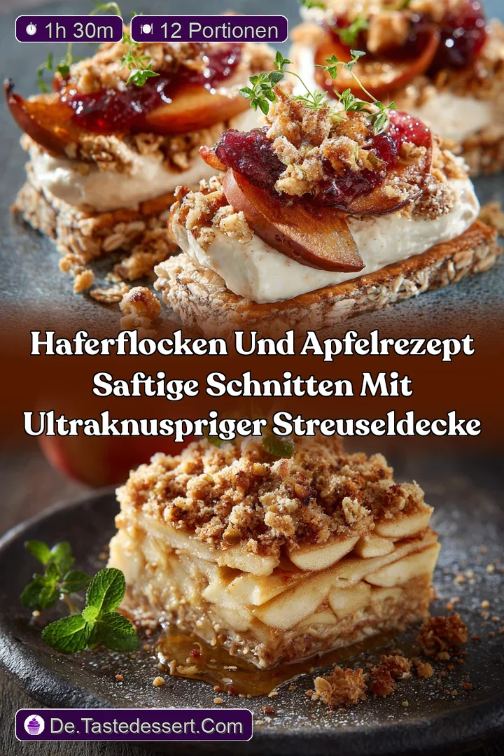 Haferflocken und Apfelrezept Saftige Schnitten mit ultraknuspriger StreuselDecke