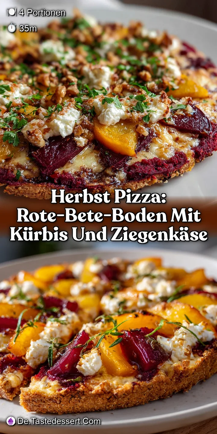 Herbst Pizza: Rote-Bete-Boden mit K&uuml;rbis und Ziegenk&auml;se