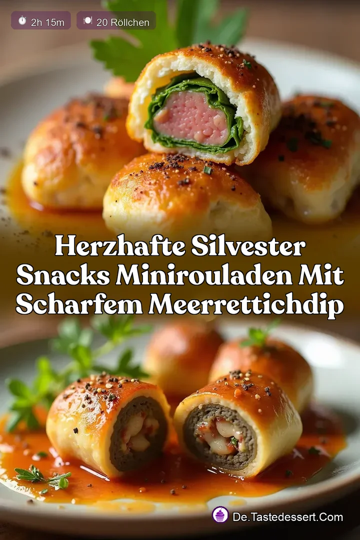 Herzhafte Silvester Snacks MiniRouladen mit scharfem MeerrettichDip