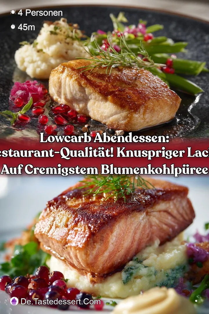 LowCarb Abendessen: Restaurant-Qualit&auml;t! Knuspriger Lachs auf cremigstem Blumenkohlp&uuml;ree