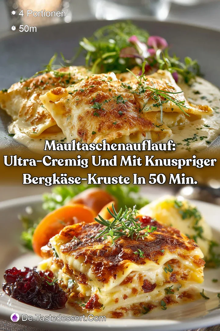 MaultaschenAuflauf: Ultra-cremig und mit knuspriger Bergk&auml;se-Kruste in 50 Min.