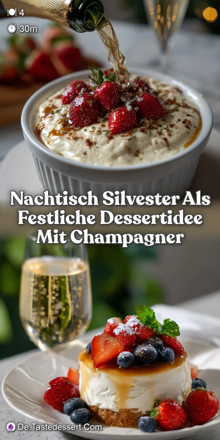 Close-up of a layered dessert showcasing a rich mousse, fresh red berries, and a drizzle of champagne glaze, ideal for a c...