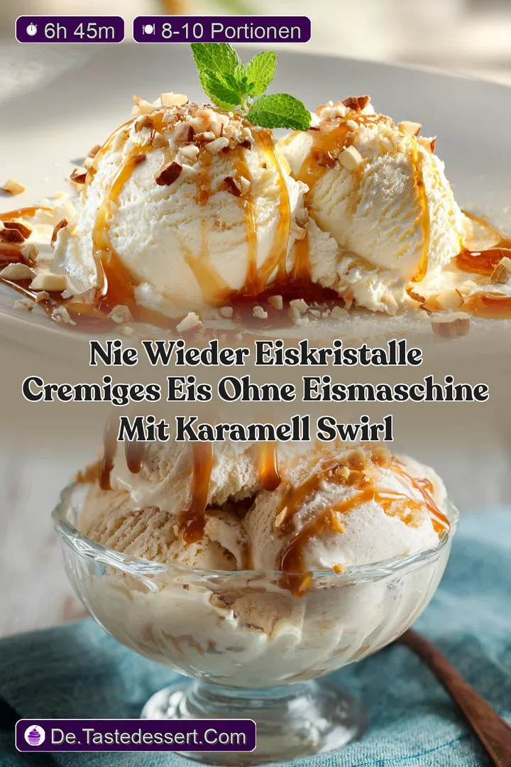 Nie wieder Eiskristalle Cremiges Eis ohne Eismaschine mit Karamell Swirl