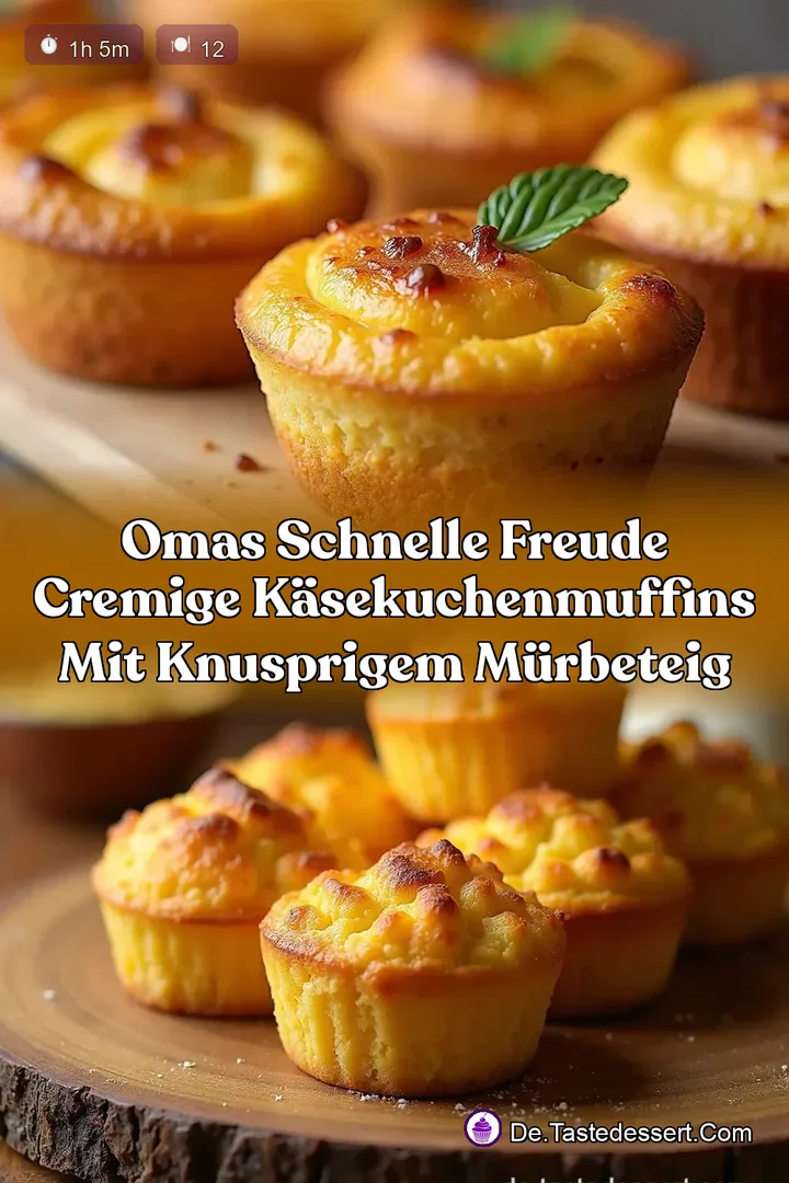 Omas schnelle Freude Cremige K&auml;sekuchenMuffins mit knusprigem M&uuml;rbeteig