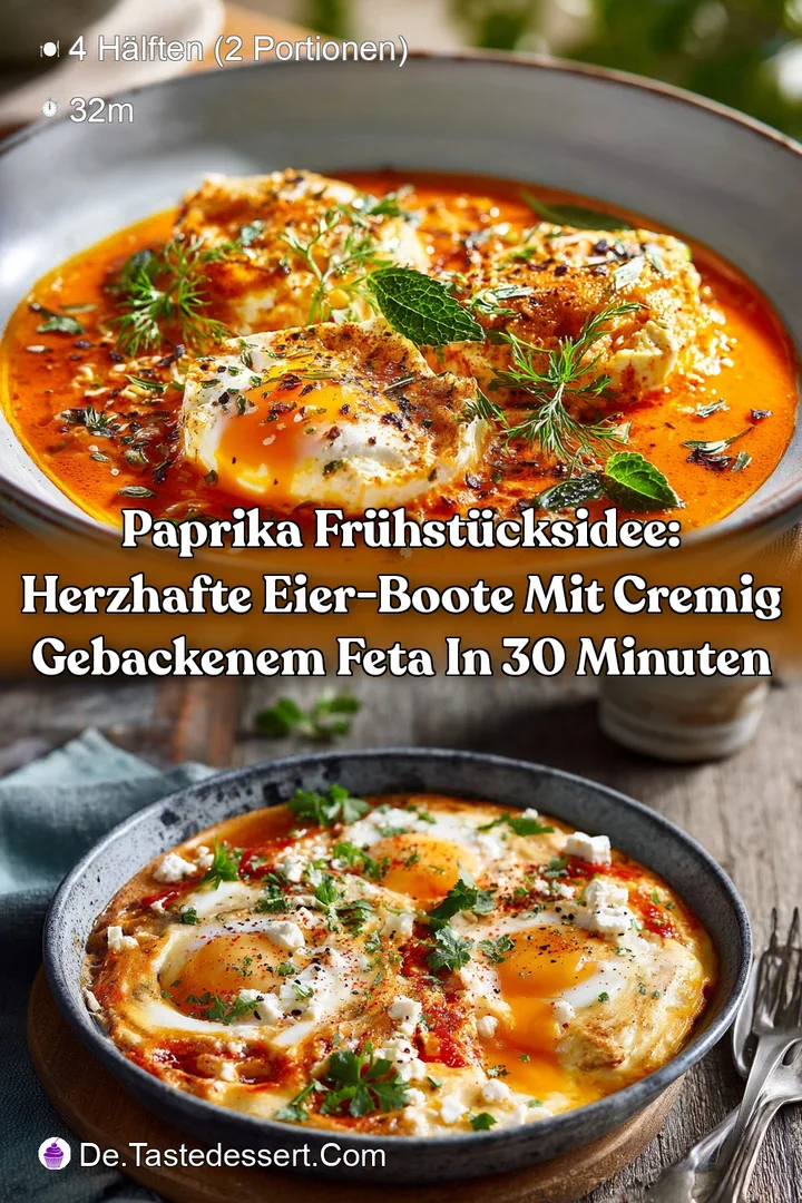 Paprika Fr&uuml;hst&uuml;cksidee: Herzhafte Eier-Boote mit cremig gebackenem Feta in 30 Minuten