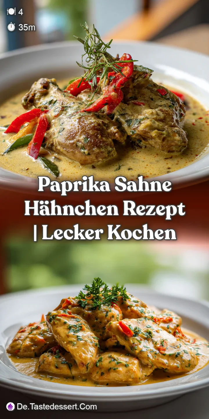 Close-up shot of tender chicken coated in a rich, velvety paprika sauce. Hints of saut&eacute;ed onions and fragrant spices are v...