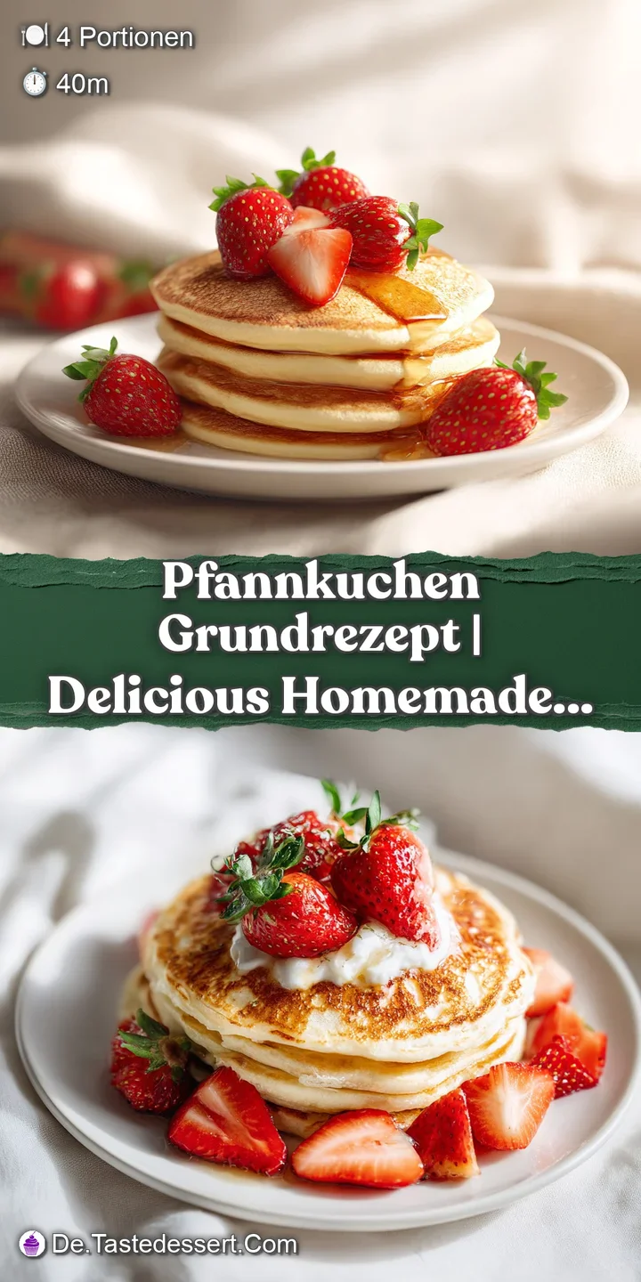 Close-up of a single, thick, golden pancake with airy texture, a glossy syrup drizzle, and berry garnish.