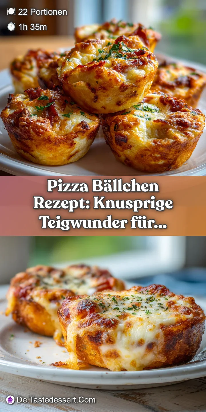 Close-up: A single pizza ball, bubbly and browned, with visible herbs and hints of melted cheese. Irresistibly savory.