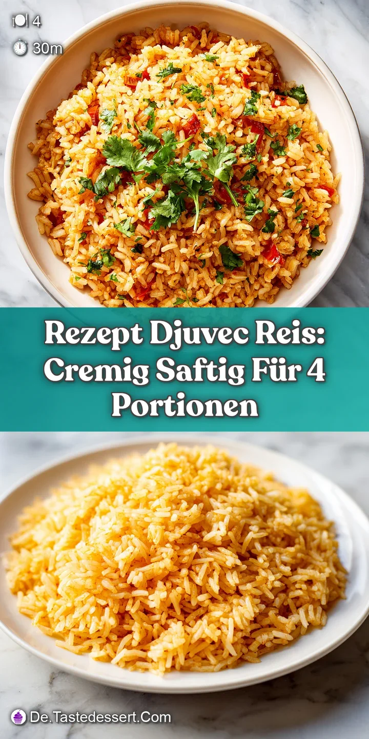 Close-up of glistening Djuvec rice. Notice the soft texture, vibrant colors of the vegetables, and fragrant herbs in the mix.