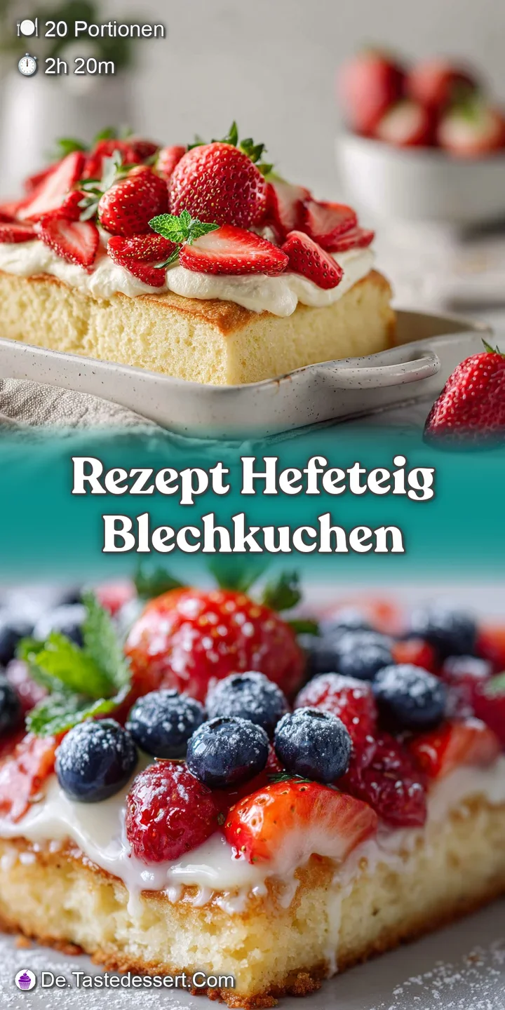 Close-up of a yeast cake slice, the red cherries glistening within the golden-brown crust. Soft, slightly raised dough, ap...