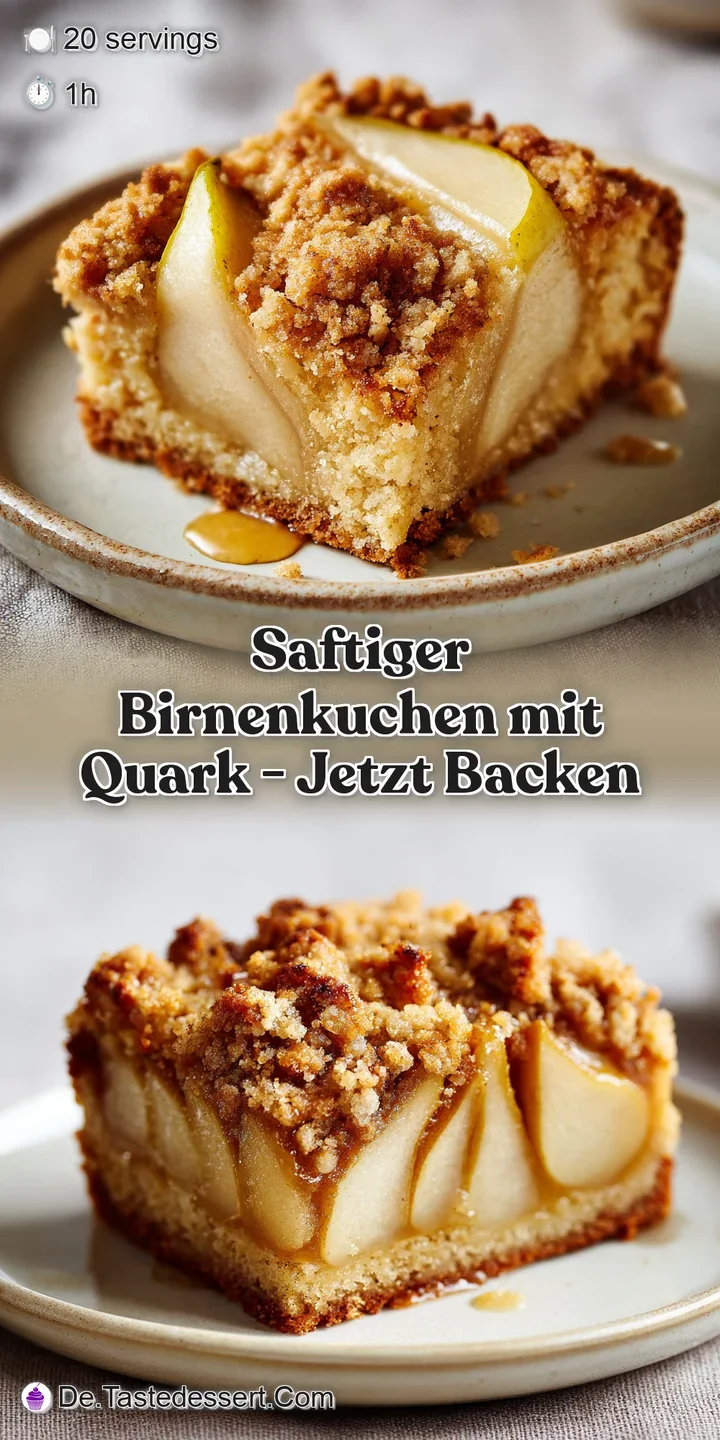 Up-close, the pear cake reveals its soft, yielding crumb and the caramelized edges of the pears. A tempting glimpse of a c...