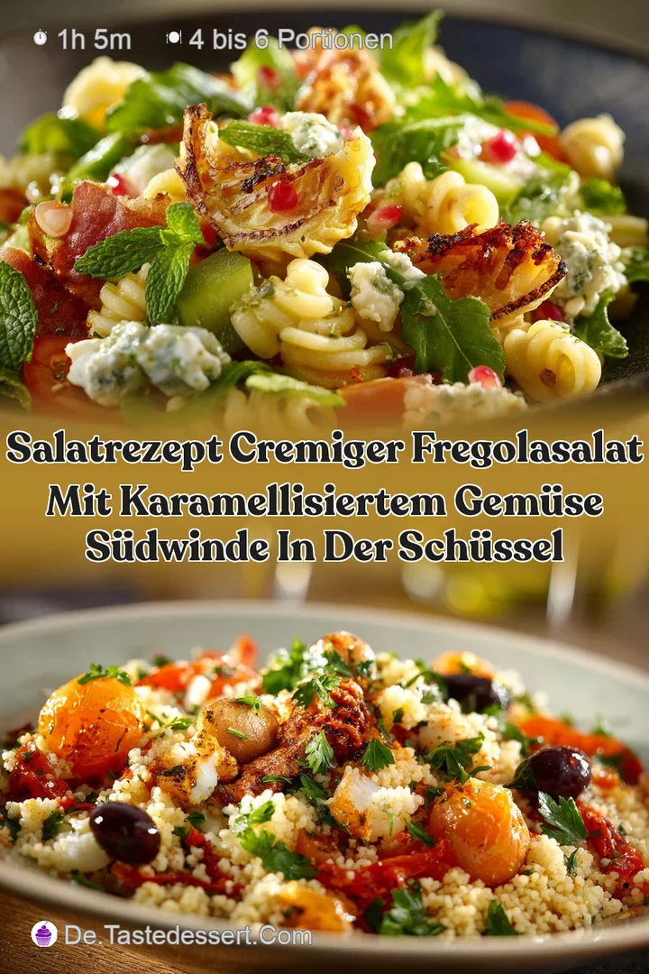 Salatrezept Cremiger FregolaSalat mit karamellisiertem Gem&uuml;se S&uuml;dwinde in der Sch&uuml;ssel