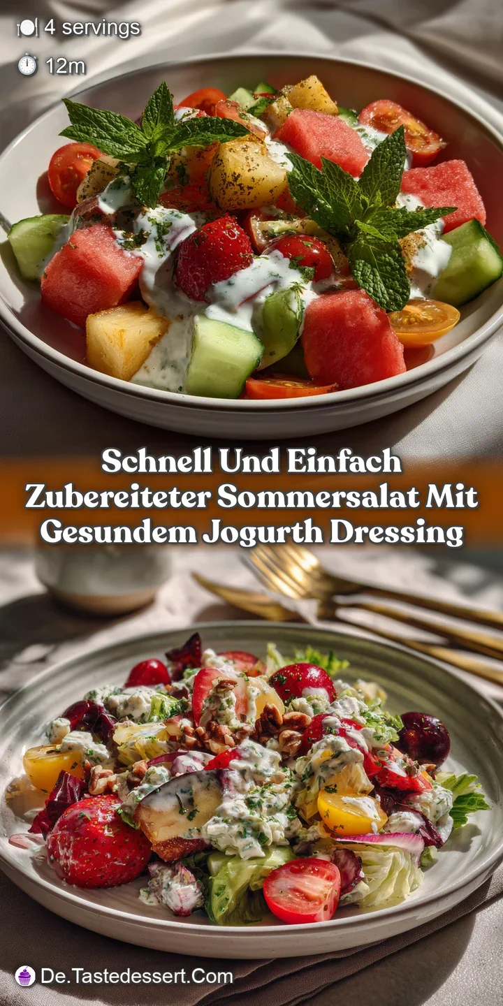 Close-up of a refreshing salad. Bright green lettuce, red tomatoes, and creamy dressing create an appetizing contrast with...