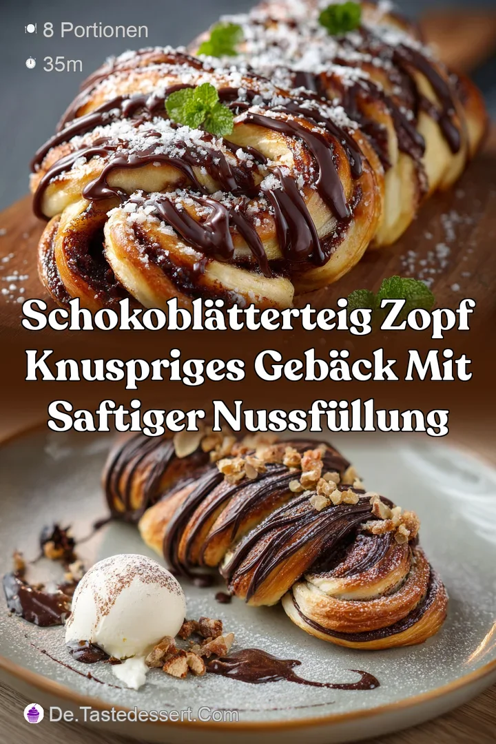 SchokoBl&auml;tterteig Zopf Knuspriges Geb&auml;ck mit saftiger NussF&uuml;llung