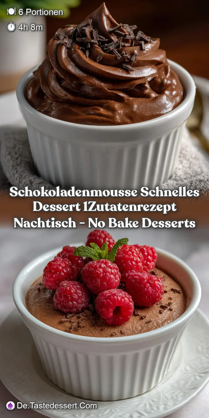 SchokoladenMousse Schnelles Dessert 1ZutatenRezept Nachtisch - No Bake Desserts