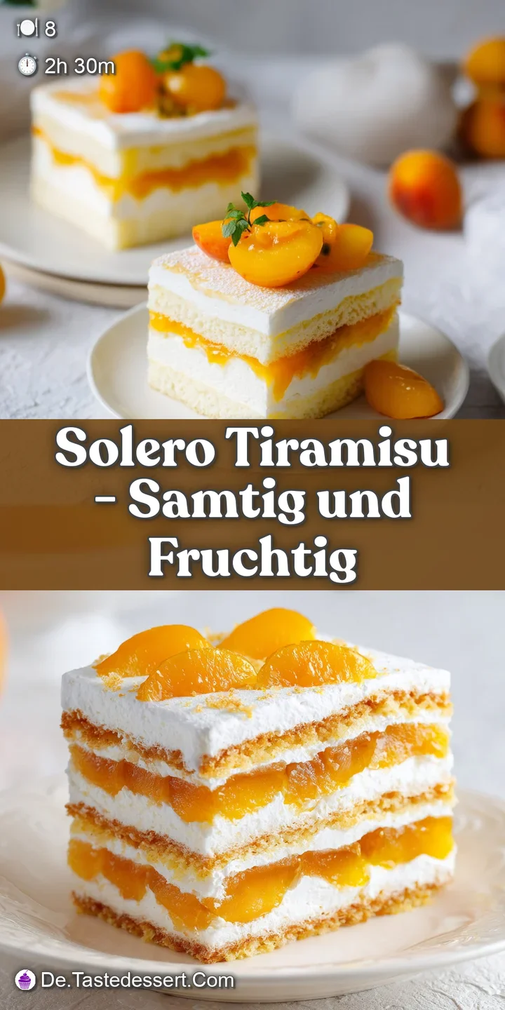 Detailaufnahme von zarten, wei&szlig;en Cremeschichten und goldgelben, saftigen Pfirsichst&uuml;cken mit gl&auml;nzender Textur.
