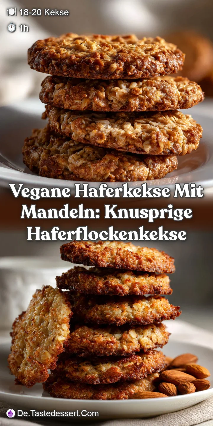 Vegane Haferkekse mit Mandeln: Knusprige Haferflockenkekse