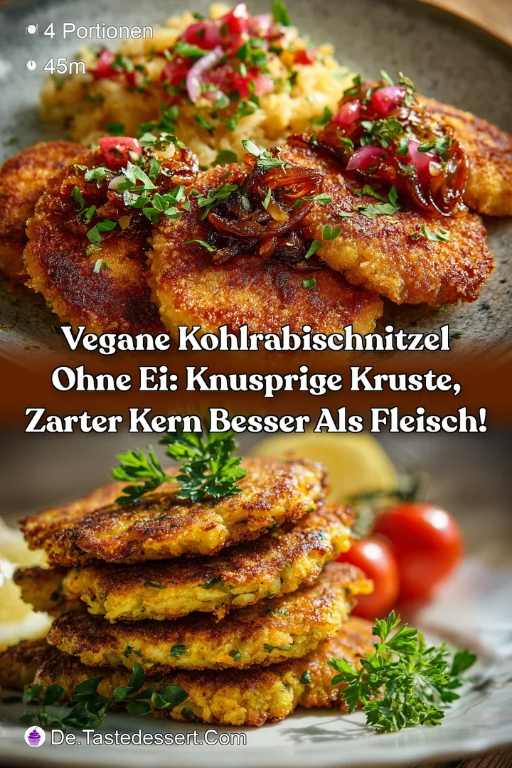 Vegane Kohlrabischnitzel ohne Ei: Knusprige Kruste zarter Kern besser als Fleisch!