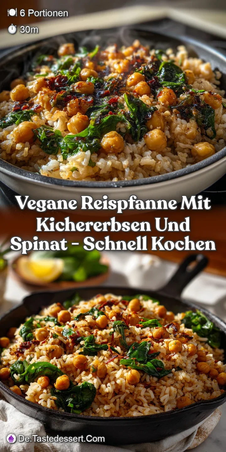 Vegane Reispfanne mit Kichererbsen und Spinat - Schnell Kochen