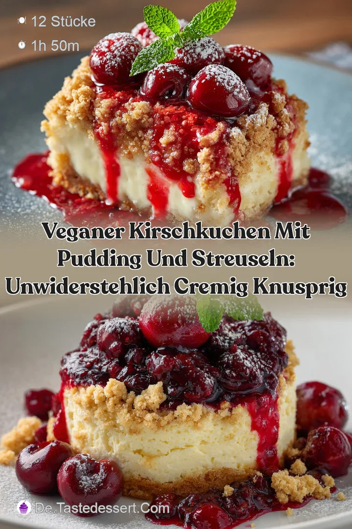 Veganer Kirschkuchen mit Pudding und Streuseln: Unwiderstehlich cremig knusprig