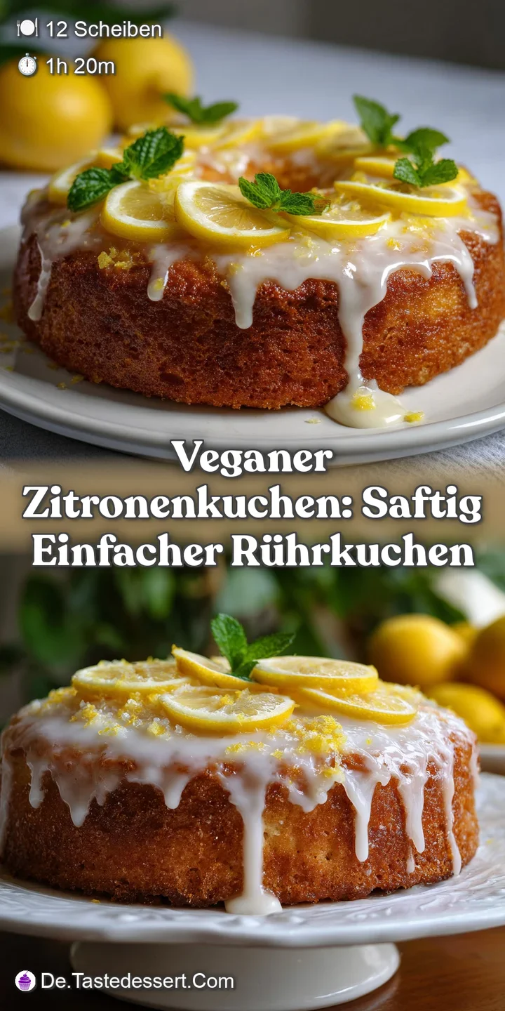 Veganer Zitronenkuchen: Saftig Einfacher R&uuml;hrkuchen