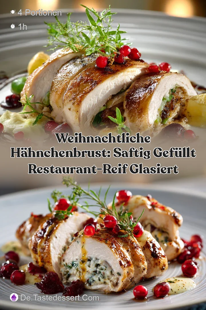 Weihnachtliche H&auml;hnchenbrust: Saftig gef&uuml;llt restaurant-reif glasiert