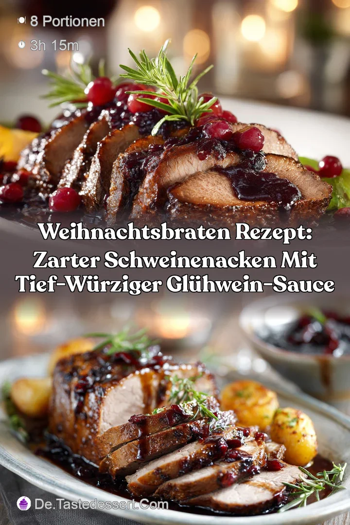 Weihnachtsbraten Rezept: Zarter Schweinenacken mit tief-w&uuml;rziger Gl&uuml;hwein-Sauce