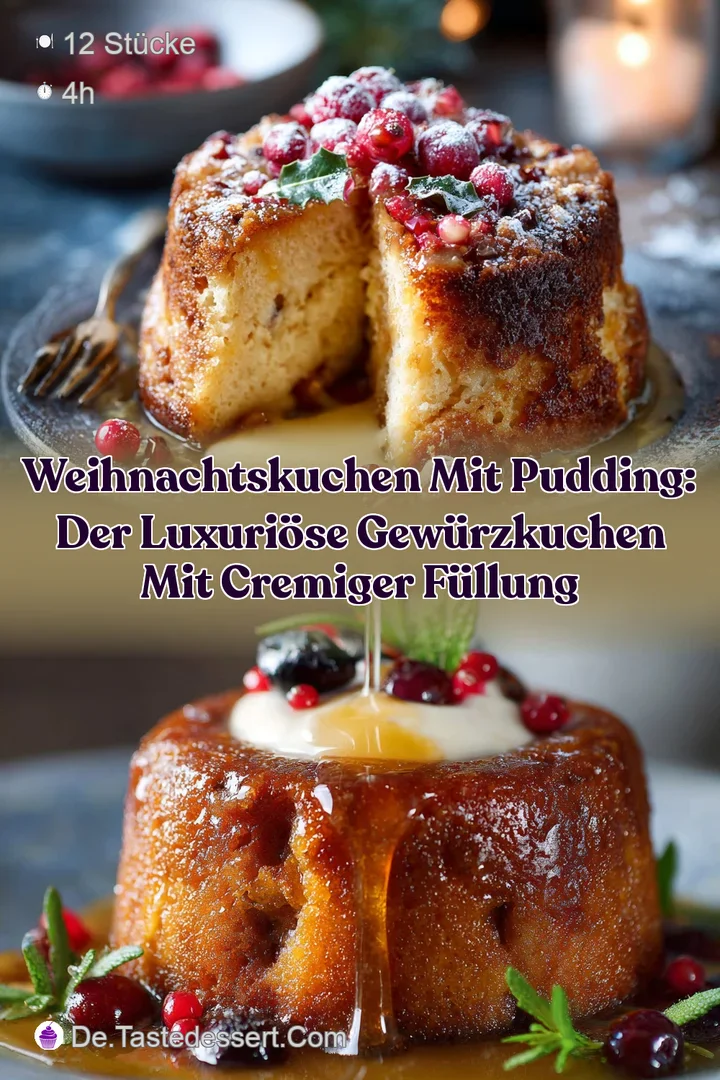 Weihnachtskuchen mit Pudding: Der luxuri&ouml;se Gew&uuml;rzkuchen mit cremiger F&uuml;llung