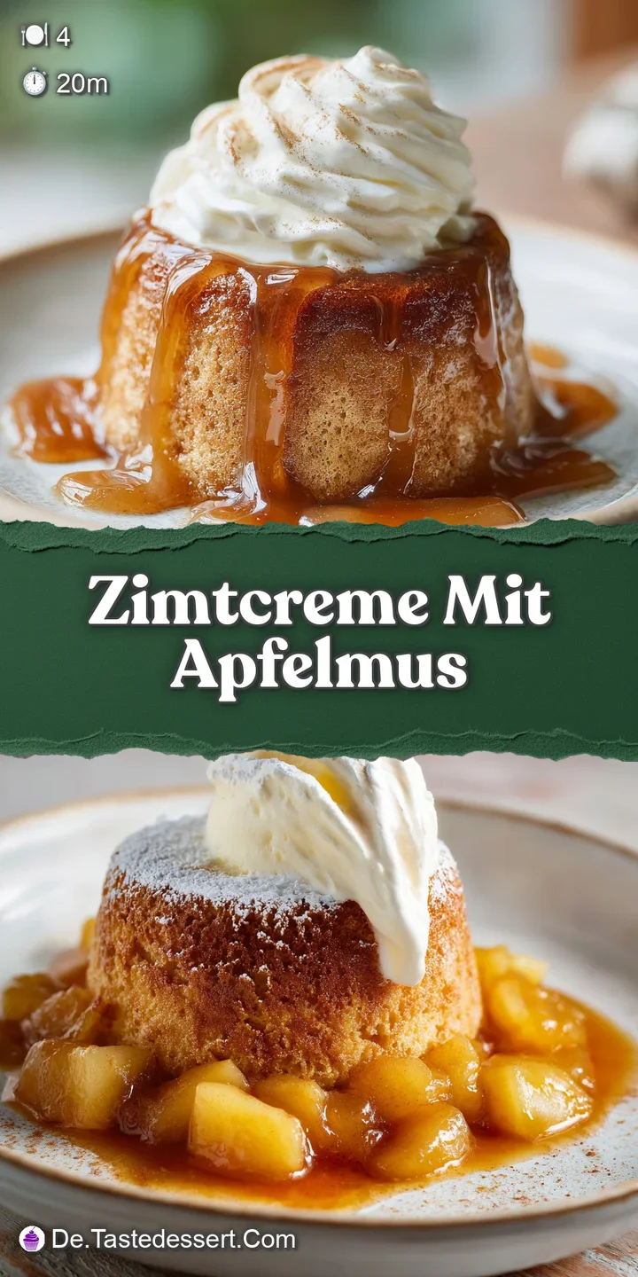 Close-up of Zimtcreme reveals airy texture, with visible bits of apple and a rich, golden hue. Hints of cinnamon spice.