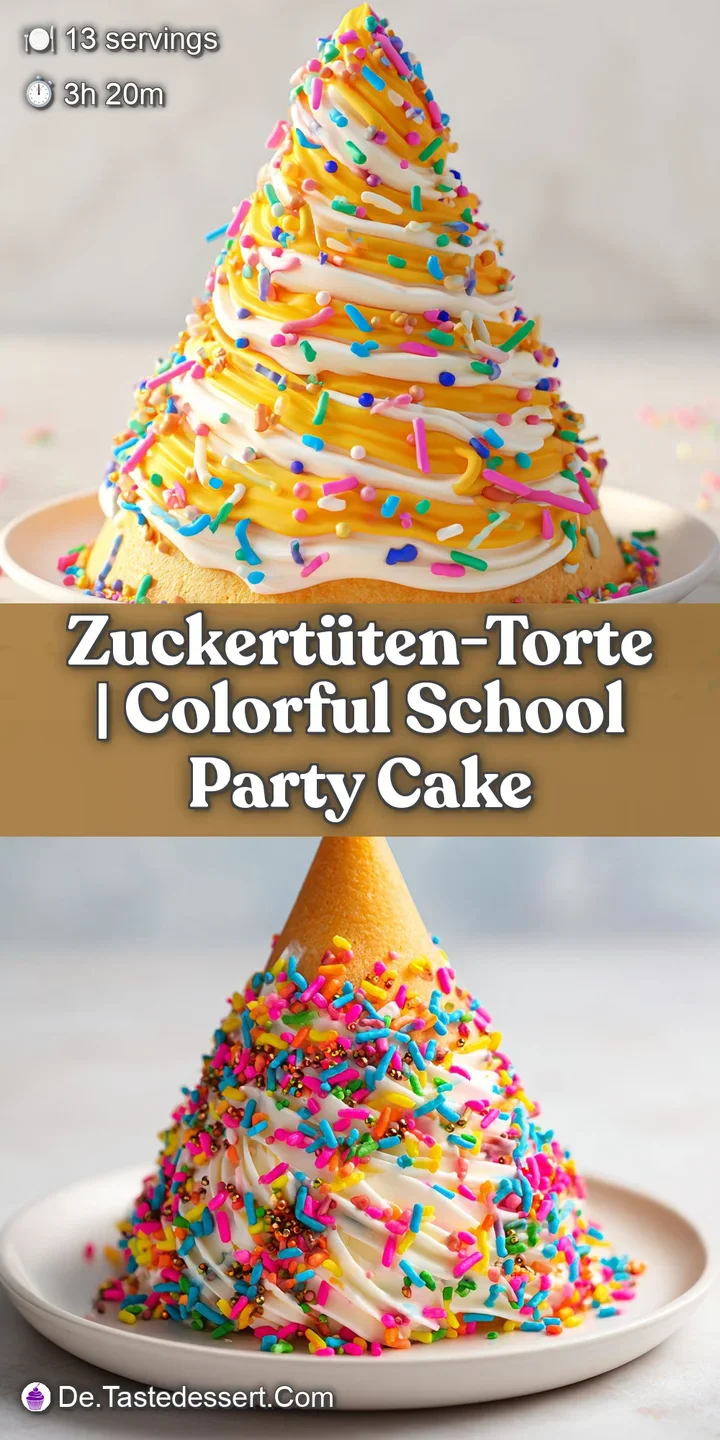 Nahaufnahme einer fluffigen Cremeschicht mit knusprigen Waffelt&uuml;ten und leuchtend bunten Streuseln in Detailansicht.