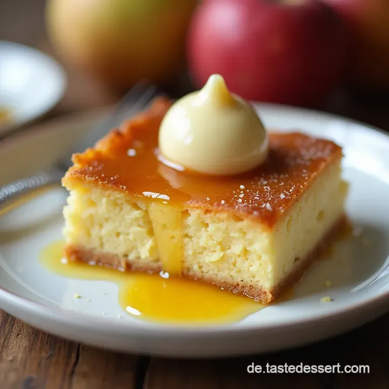 Der Omas Liebling Saftiger RührteigApfelkuchen mit eingebettetem Vanillepudding