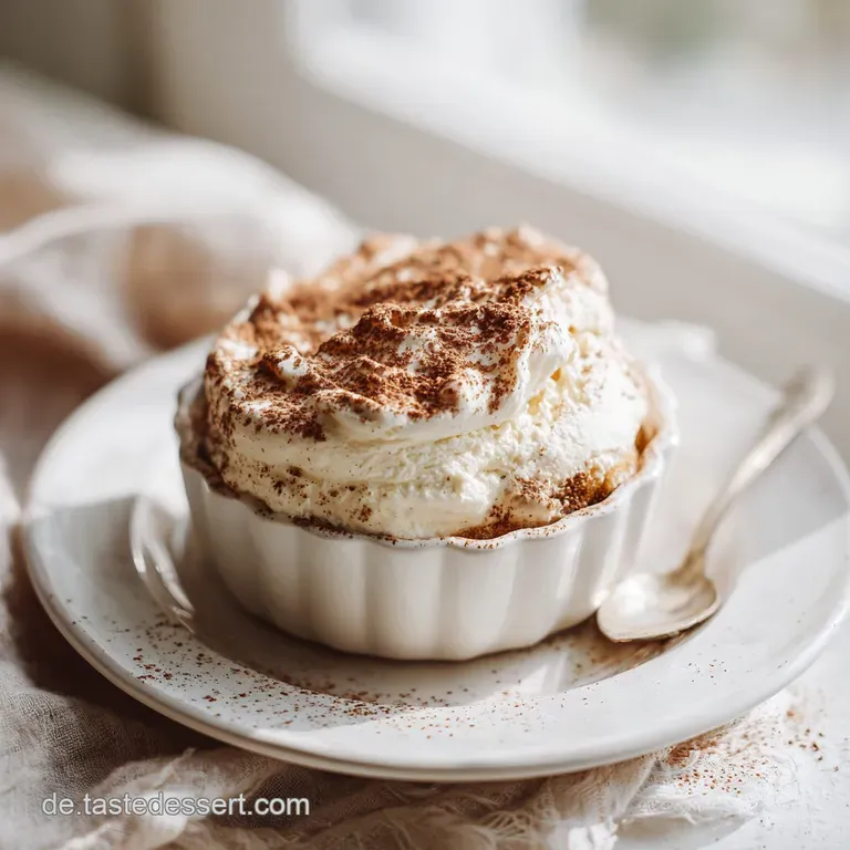 A slice of tiramisu showcasing airy layers, elegantly dusted with cocoa on a white plate.