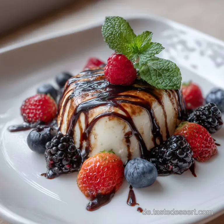 Elegant plate featuring glossy balsamic cream, its dark sheen contrasting with the delicate garnish; a sophisticated and f...