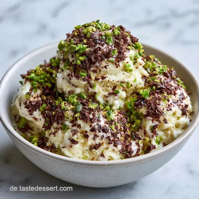 Drei perfekt geformte Kugeln hellgelbes Dessert auf wei&szlig;em Porzellan mit einem gr&uuml;nen Minzblatt und frischen Beeren.