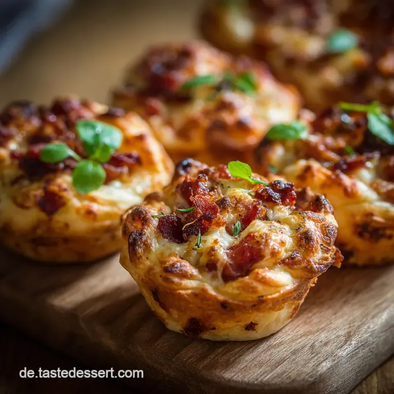 Bl&auml;tterteigmuffins Im Pizzastyle: Einfache K&ouml;rbchen Mit Viel K&auml;se presentation