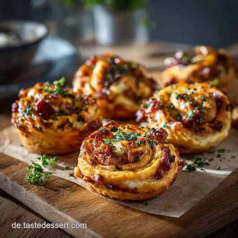 Bl&auml;tterteigMuffins im PizzaStyle: Einfache K&ouml;rbchen mit viel K&auml;se