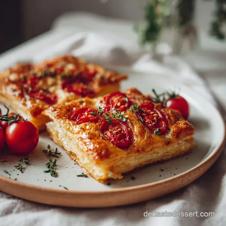 Bl&auml;tterteig-Tomaten-Quadrate mit K&auml;se
