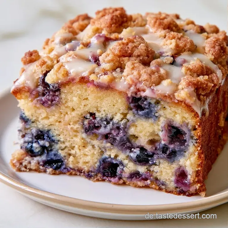 Ein St&uuml;ck dunkler Beerenkuchen auf einem wei&szlig;en Teller, gekr&ouml;nt von luftiger Sahne und einer gl&auml;nzenden Fruchtschicht.